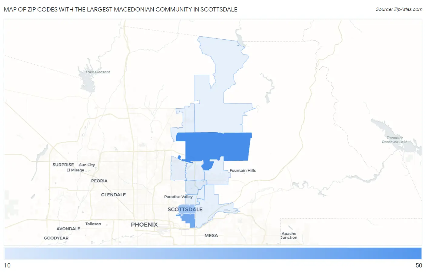 Zip Codes with the Largest Macedonian Community in Scottsdale Map
