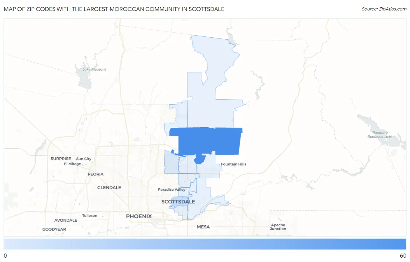 Zip Codes with the Largest Moroccan Community in Scottsdale Map