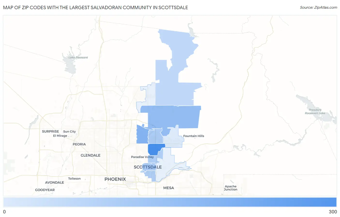 Zip Codes with the Largest Salvadoran Community in Scottsdale Map