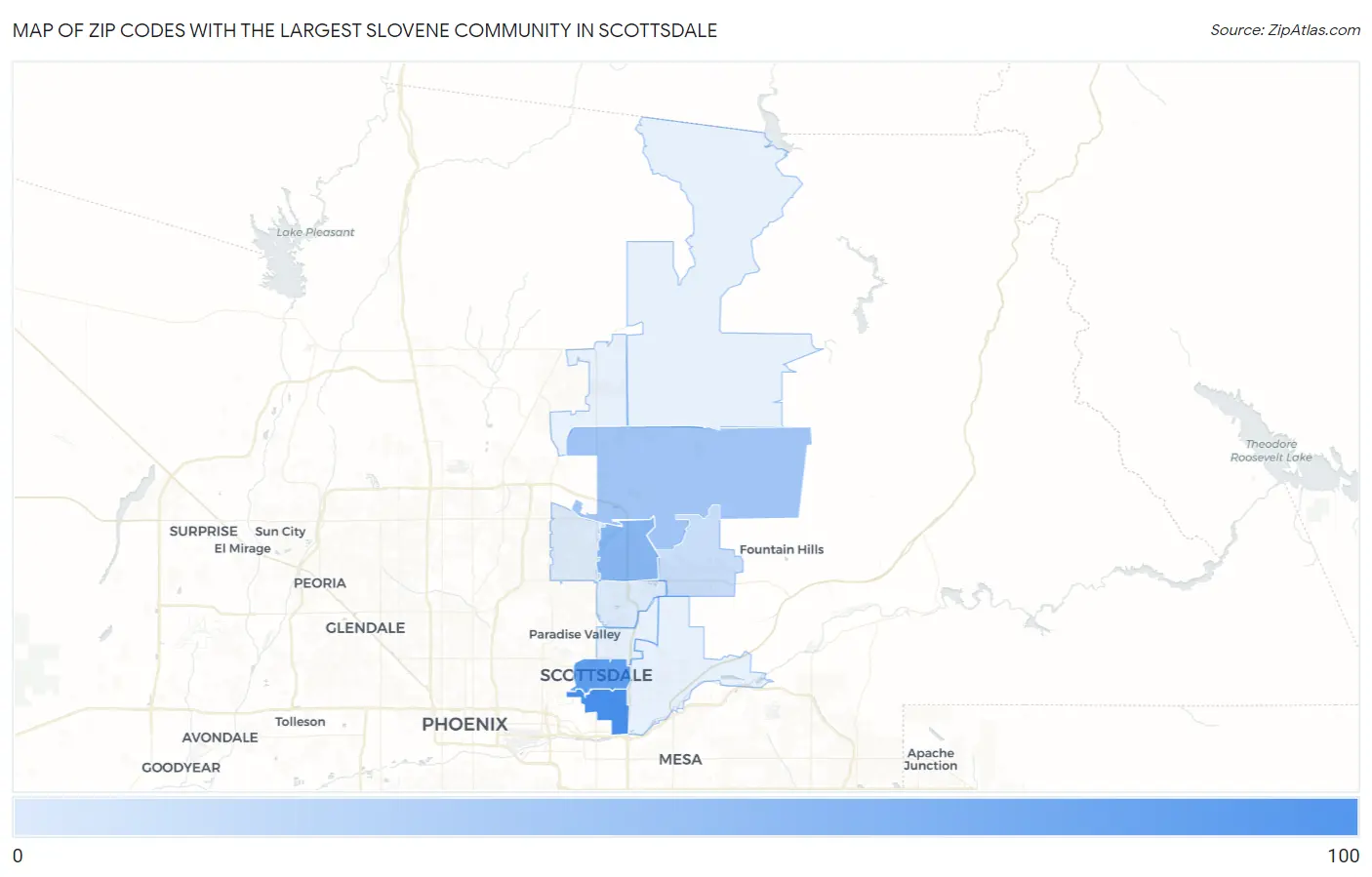 Zip Codes with the Largest Slovene Community in Scottsdale Map