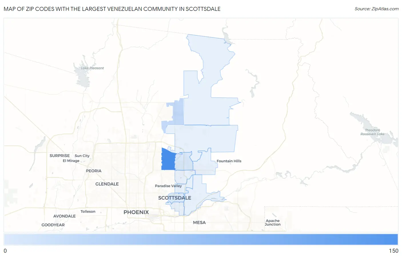 Zip Codes with the Largest Venezuelan Community in Scottsdale Map