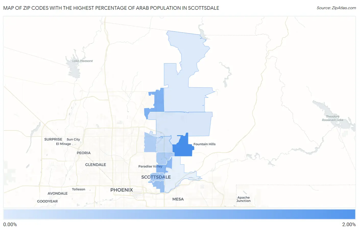 Zip Codes with the Highest Percentage of Arab Population in Scottsdale Map