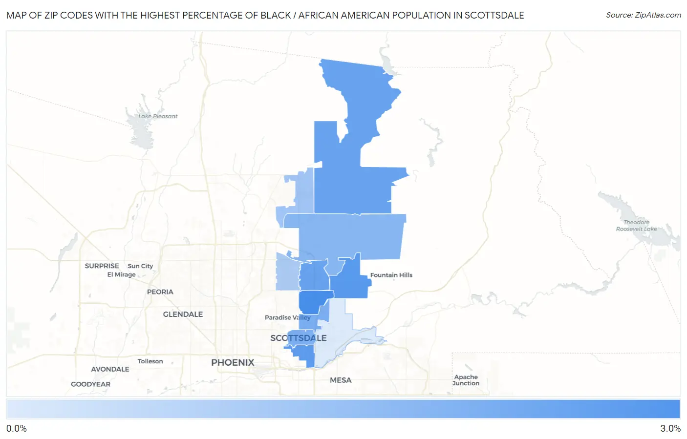 Zip Codes with the Highest Percentage of Black / African American Population in Scottsdale Map