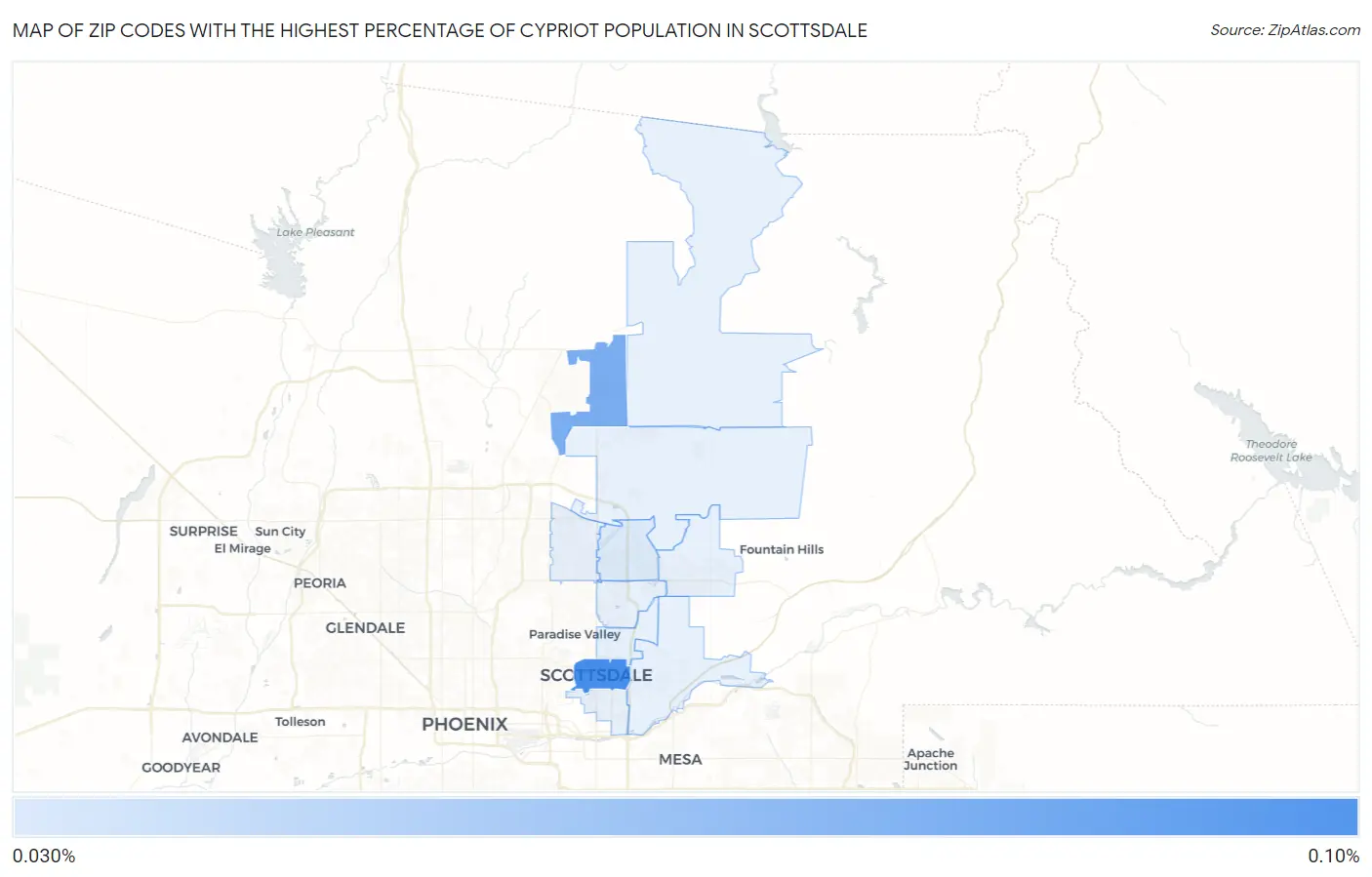 Zip Codes with the Highest Percentage of Cypriot Population in Scottsdale Map