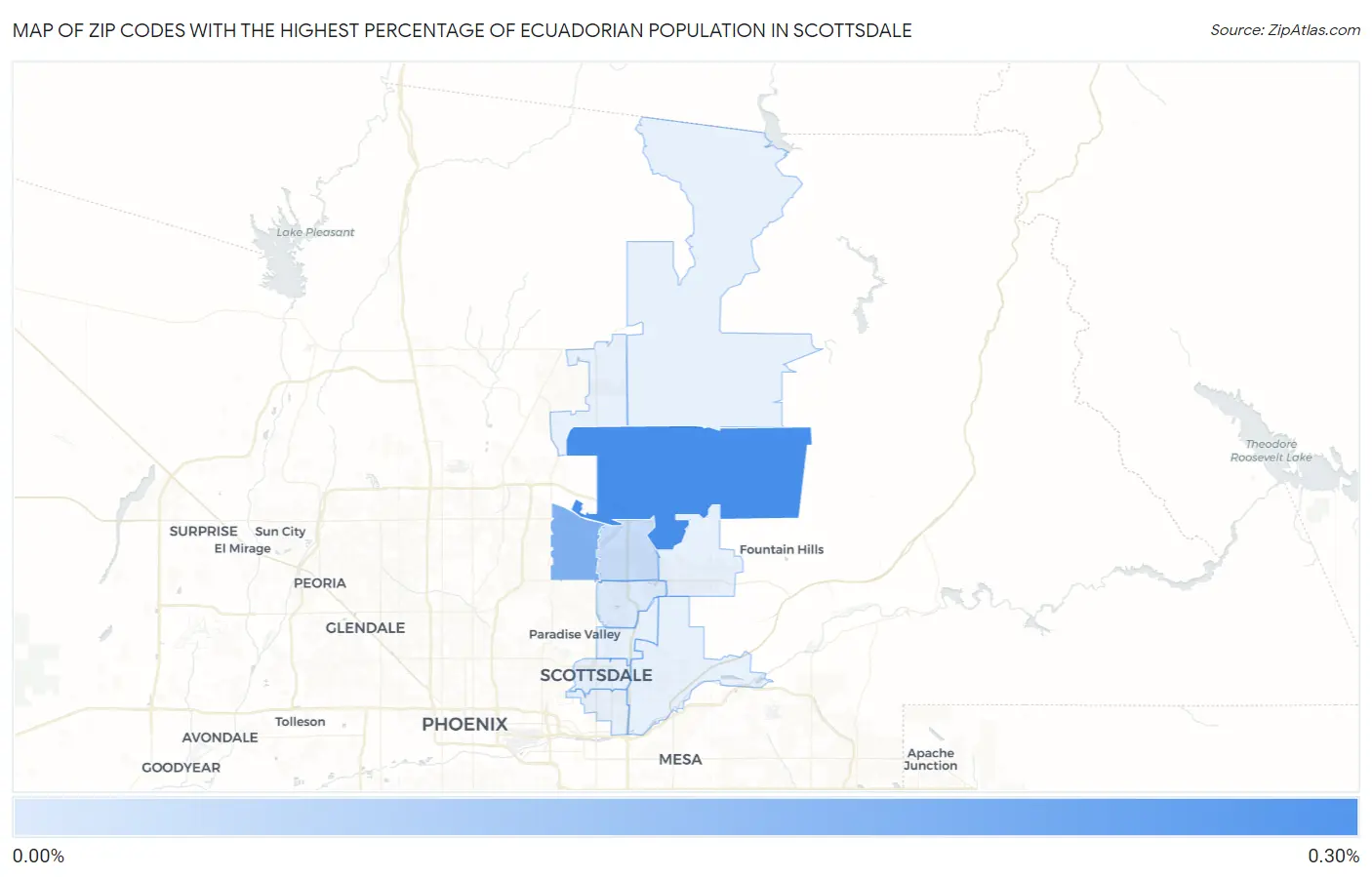 Zip Codes with the Highest Percentage of Ecuadorian Population in Scottsdale Map