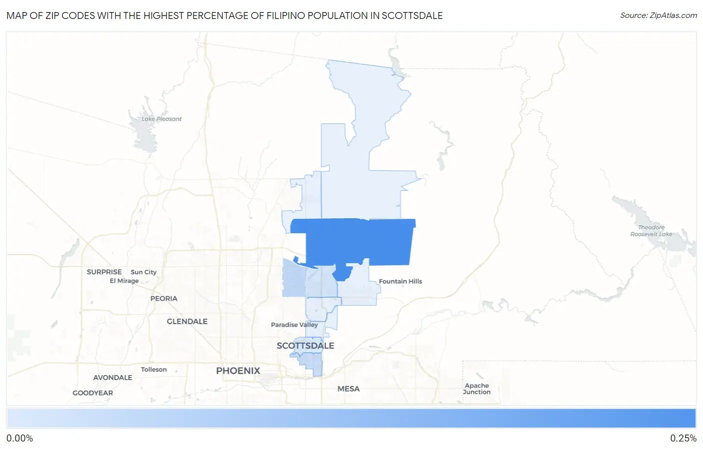 Zip Codes with the Highest Percentage of Filipino Population in Scottsdale Map