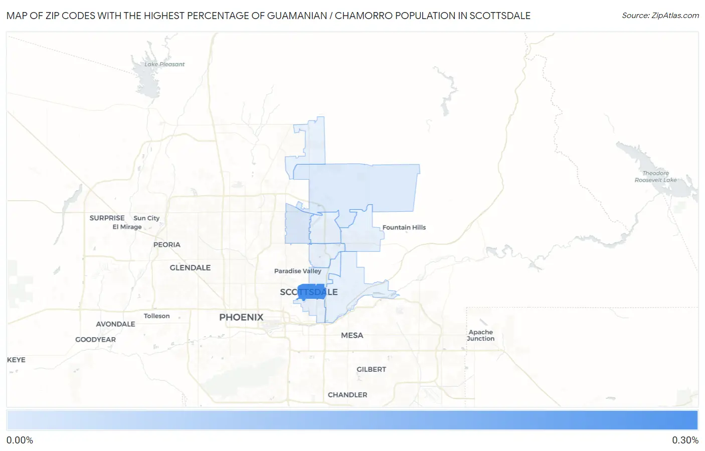 Zip Codes with the Highest Percentage of Guamanian / Chamorro Population in Scottsdale Map
