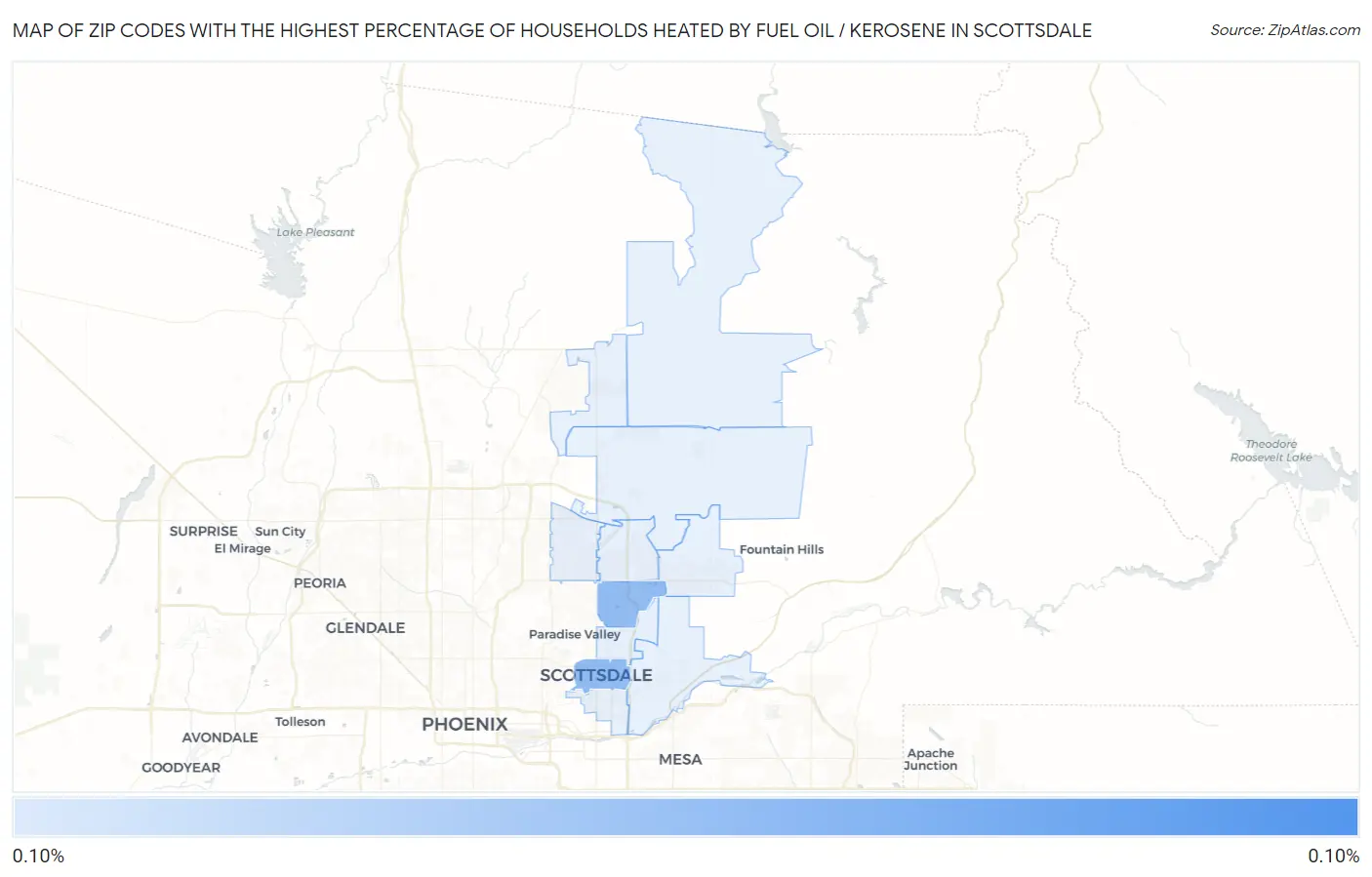 Zip Codes with the Highest Percentage of Households Heated by Fuel Oil / Kerosene in Scottsdale Map