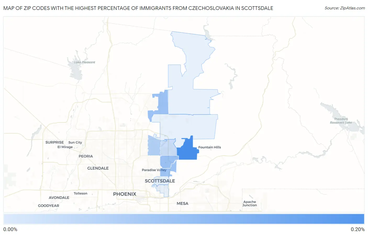 Zip Codes with the Highest Percentage of Immigrants from Czechoslovakia in Scottsdale Map