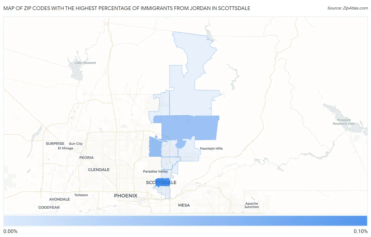 Zip Codes with the Highest Percentage of Immigrants from Jordan in Scottsdale Map