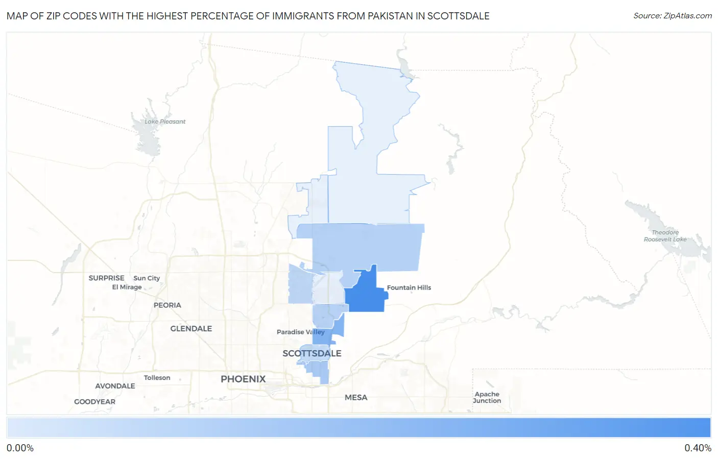 Zip Codes with the Highest Percentage of Immigrants from Pakistan in Scottsdale Map