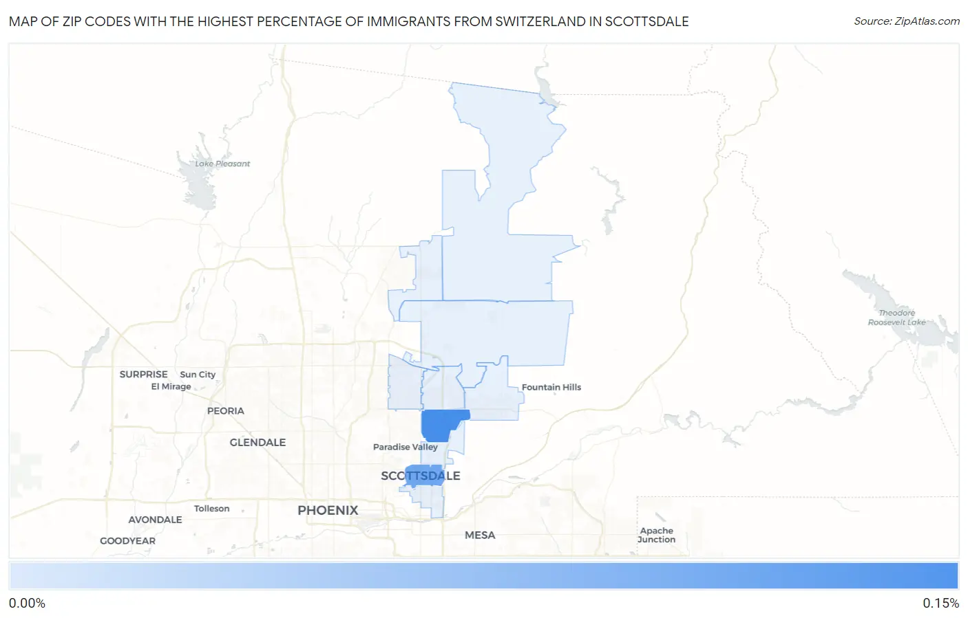 Zip Codes with the Highest Percentage of Immigrants from Switzerland in Scottsdale Map