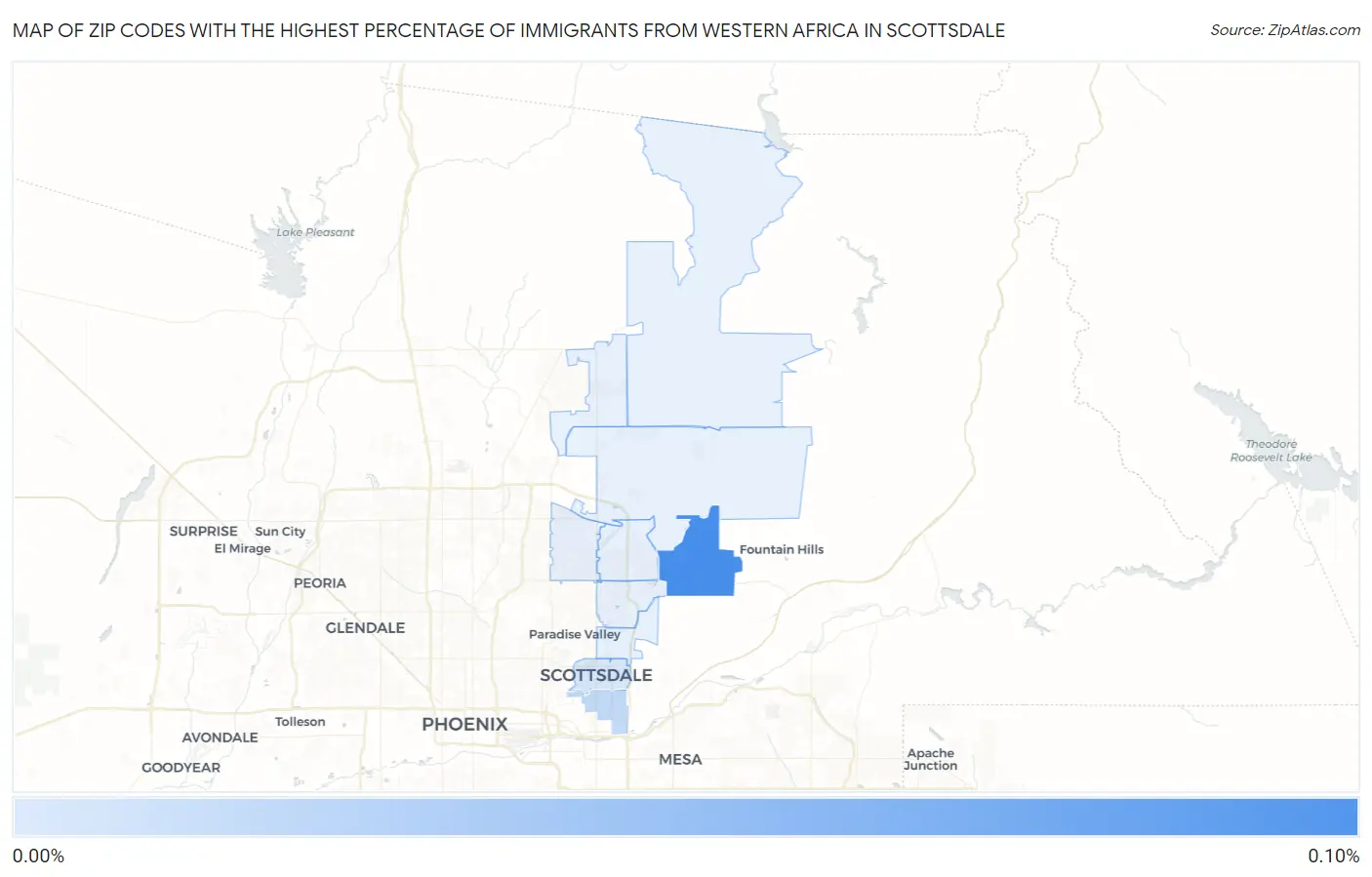 Zip Codes with the Highest Percentage of Immigrants from Western Africa in Scottsdale Map