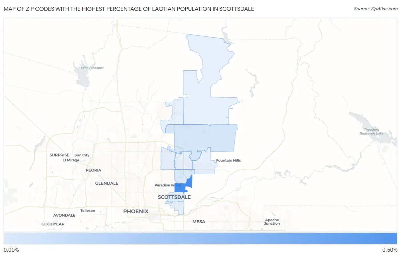 Zip Codes with the Highest Percentage of Laotian Population in Scottsdale Map