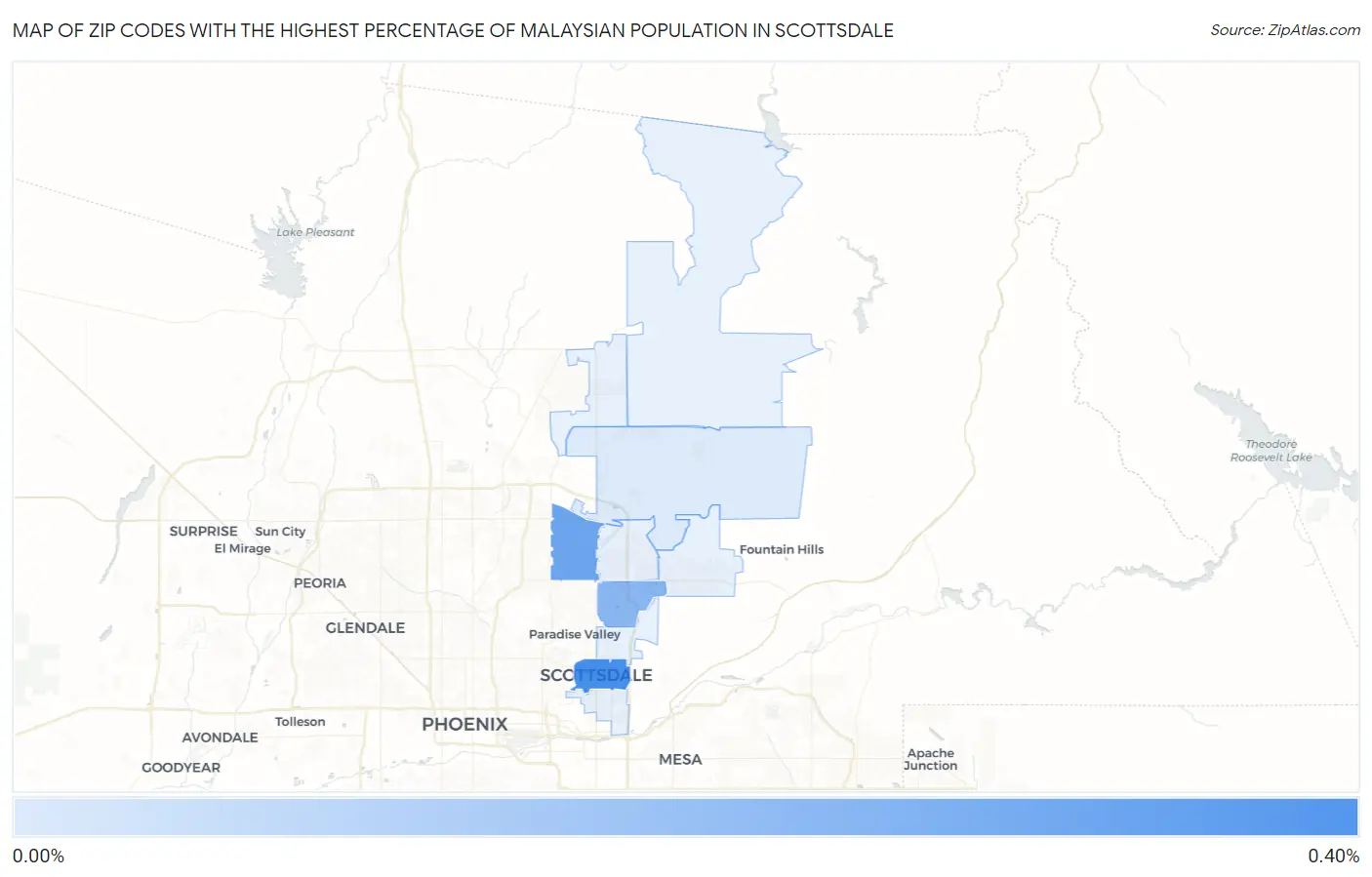 Zip Codes with the Highest Percentage of Malaysian Population in Scottsdale Map