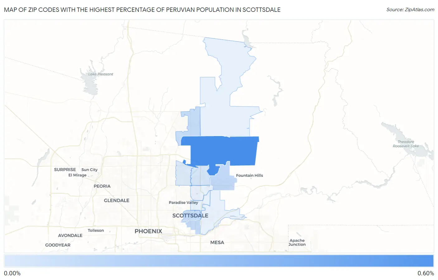 Zip Codes with the Highest Percentage of Peruvian Population in Scottsdale Map