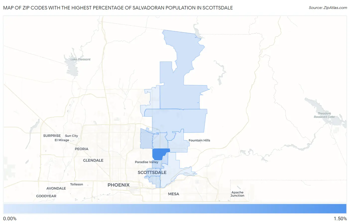 Zip Codes with the Highest Percentage of Salvadoran Population in Scottsdale Map