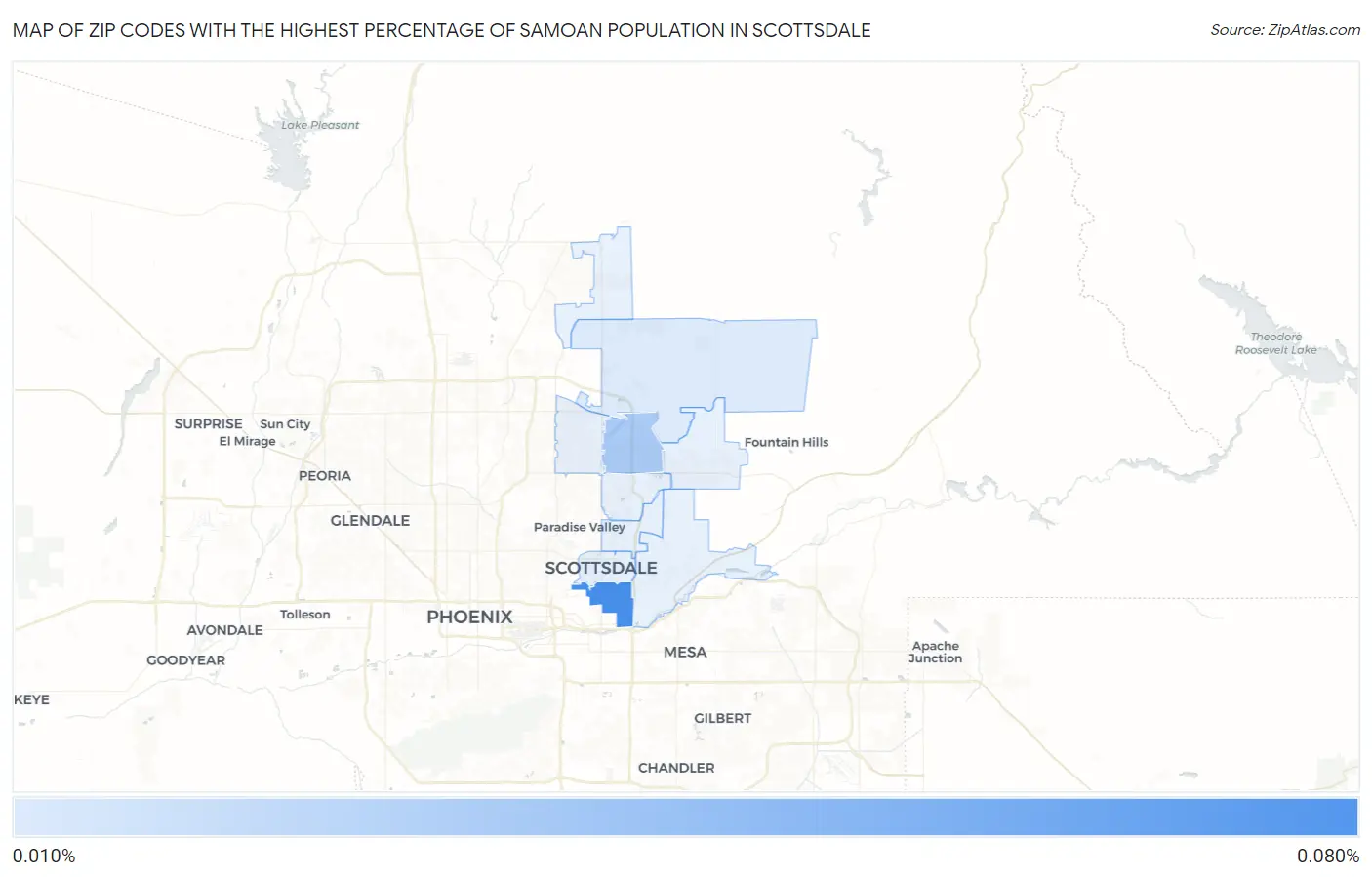 Zip Codes with the Highest Percentage of Samoan Population in Scottsdale Map
