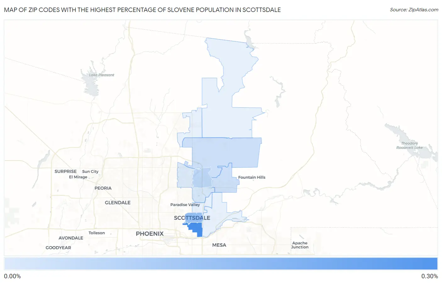Zip Codes with the Highest Percentage of Slovene Population in Scottsdale Map