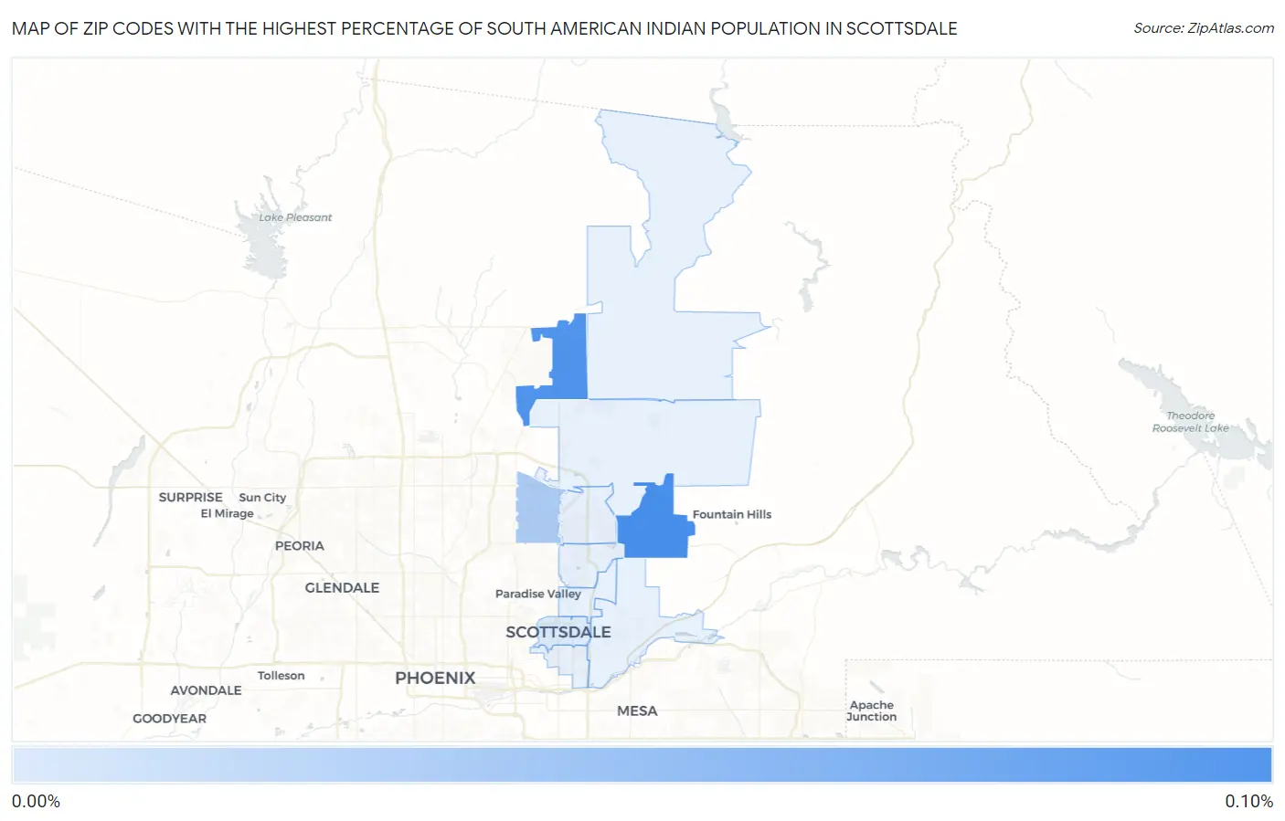 Zip Codes with the Highest Percentage of South American Indian Population in Scottsdale Map