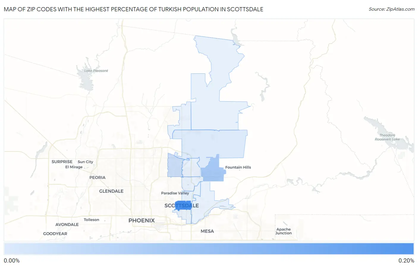 Zip Codes with the Highest Percentage of Turkish Population in Scottsdale Map