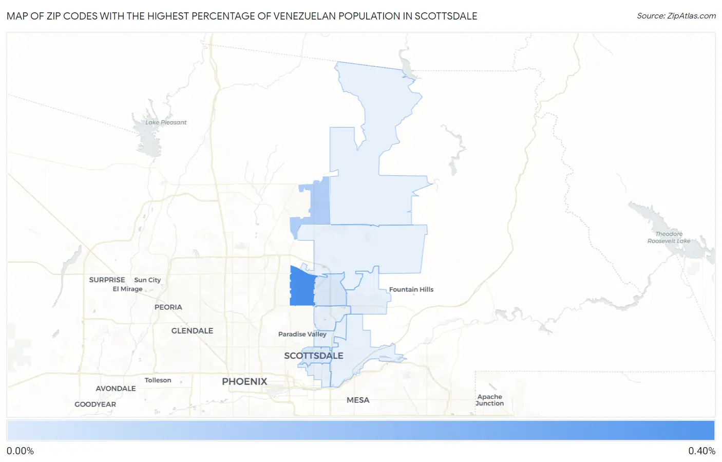 Zip Codes with the Highest Percentage of Venezuelan Population in Scottsdale Map