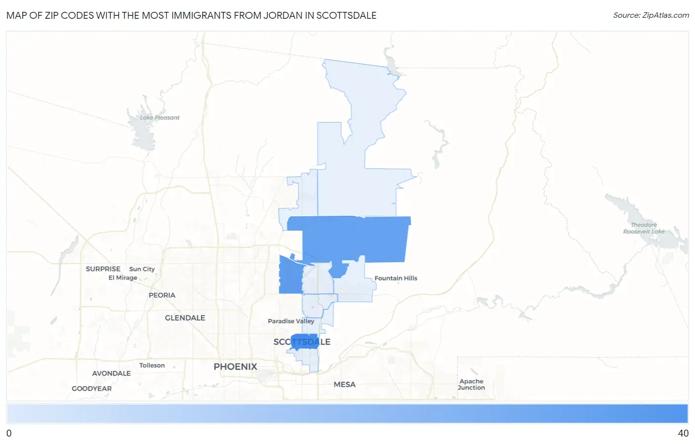 Zip Codes with the Most Immigrants from Jordan in Scottsdale Map