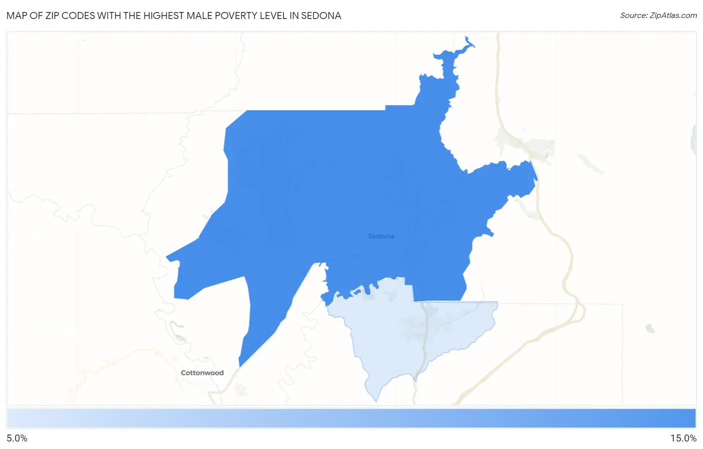 Zip Codes with the Highest Male Poverty Level in Sedona Map