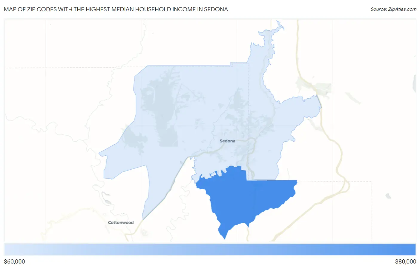 Zip Codes with the Highest Median Household Income in Sedona Map