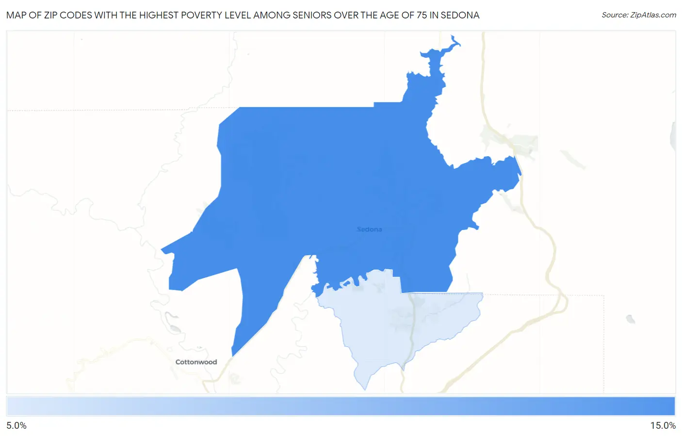 Zip Codes with the Highest Poverty Level Among Seniors Over the Age of 75 in Sedona Map