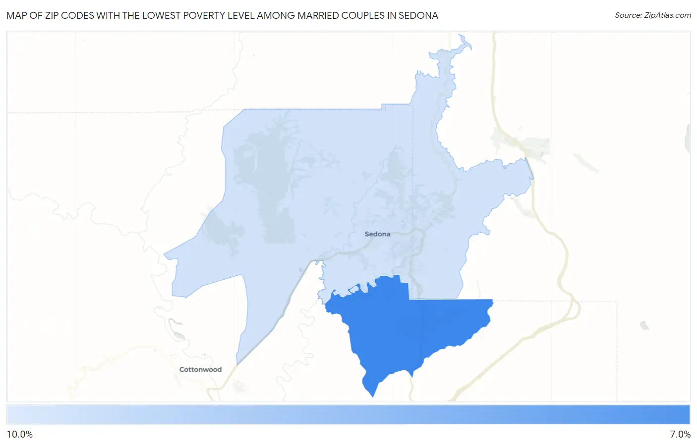 Zip Codes with the Lowest Poverty Level Among Married Couples in Sedona Map