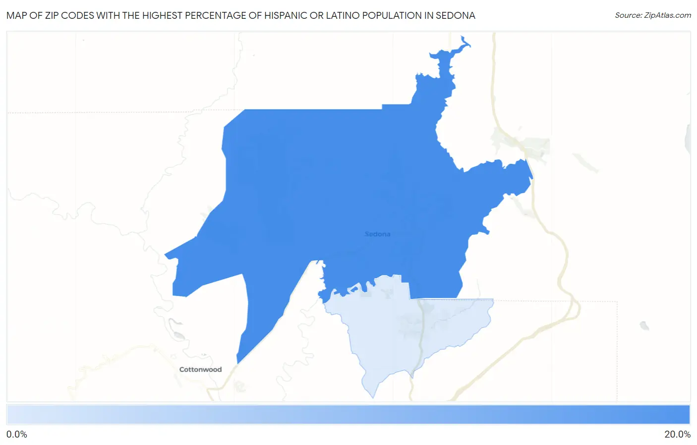 Zip Codes with the Highest Percentage of Hispanic or Latino Population in Sedona Map
