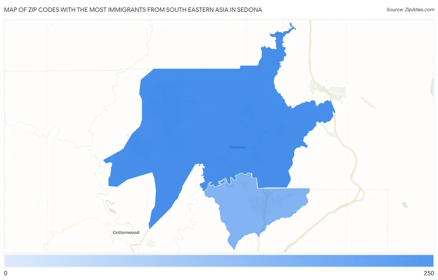 Zip Codes with the Most Immigrants from South Eastern Asia in Sedona Map