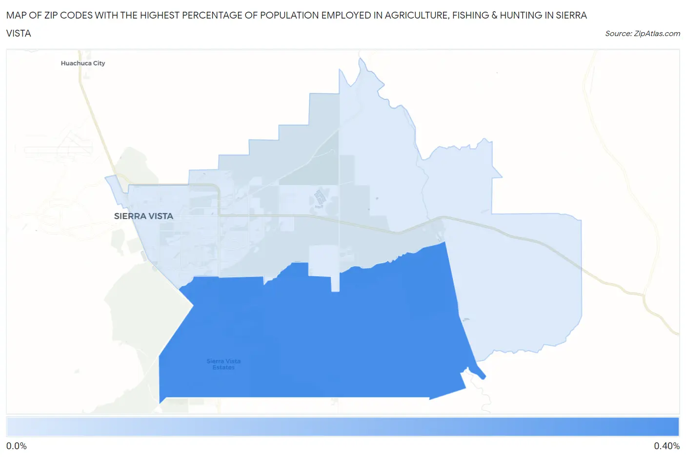 Zip Codes with the Highest Percentage of Population Employed in Agriculture, Fishing & Hunting in Sierra Vista Map