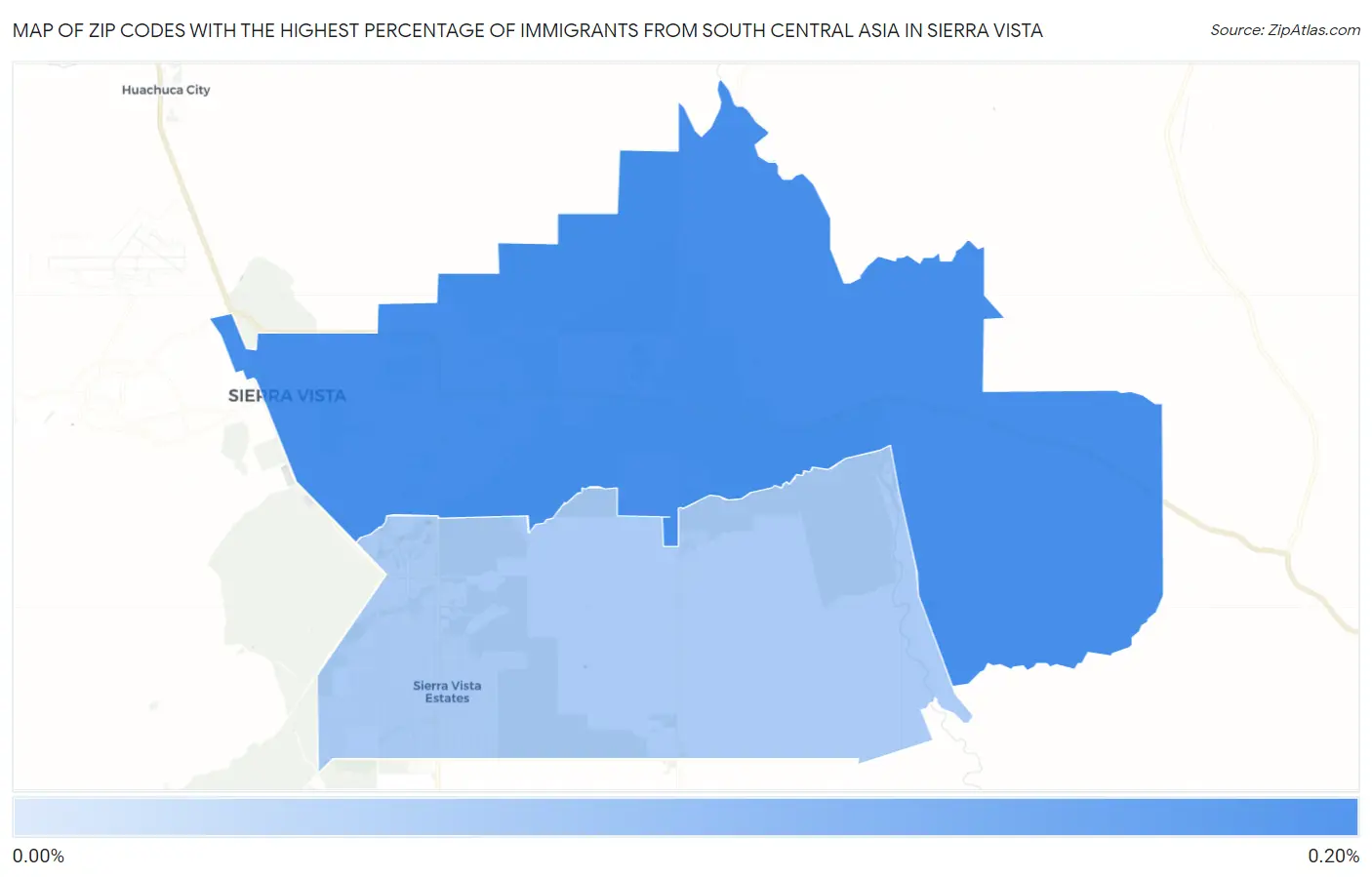 Zip Codes with the Highest Percentage of Immigrants from South Central Asia in Sierra Vista Map