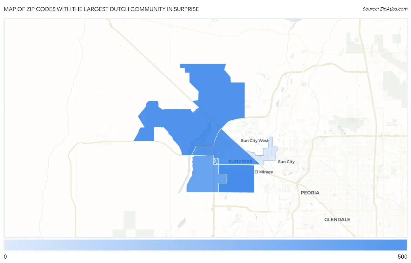 Zip Codes with the Largest Dutch Community in Surprise Map