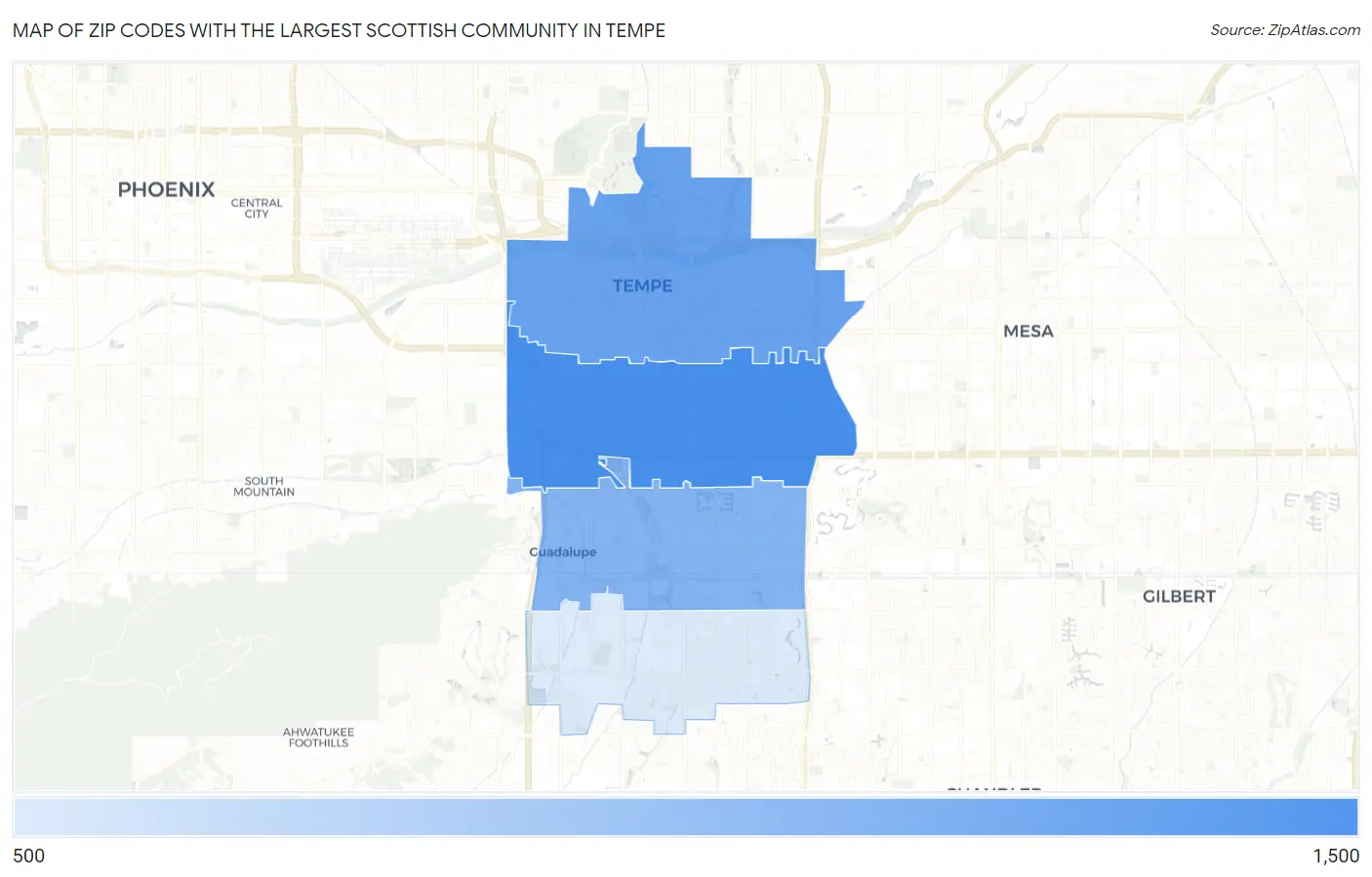 Zip Codes with the Largest Scottish Community in Tempe Map