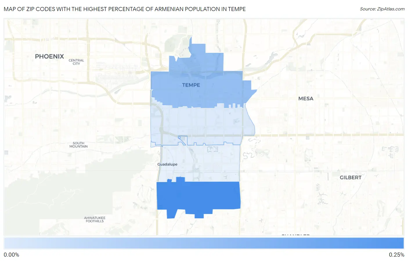 Zip Codes with the Highest Percentage of Armenian Population in Tempe Map