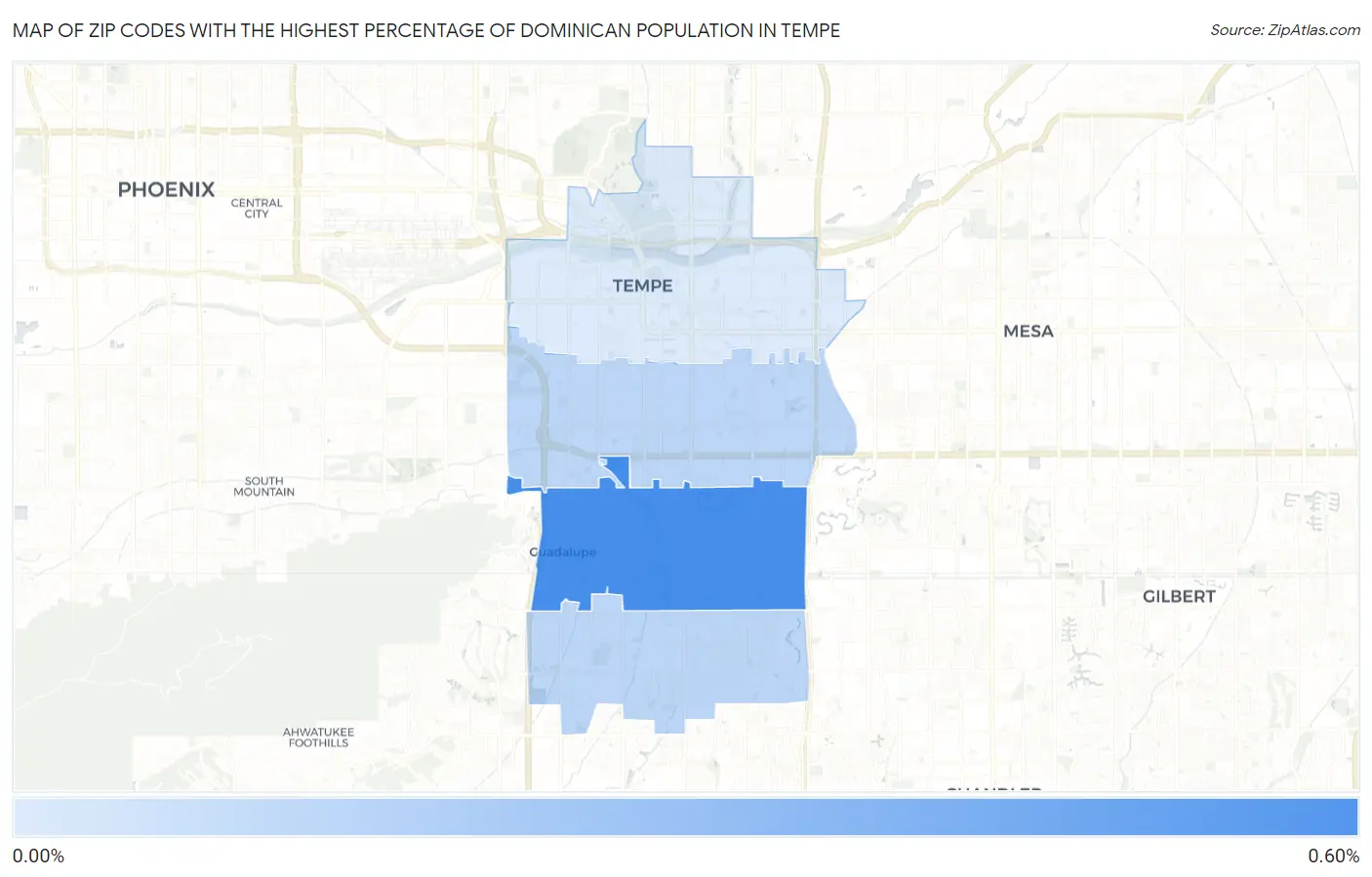 Zip Codes with the Highest Percentage of Dominican Population in Tempe Map
