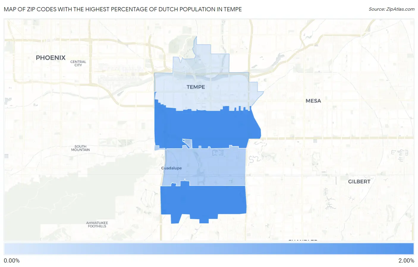 Zip Codes with the Highest Percentage of Dutch Population in Tempe Map