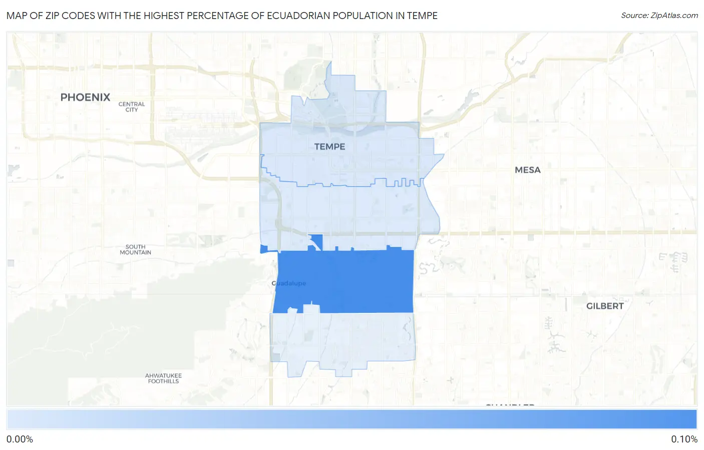 Zip Codes with the Highest Percentage of Ecuadorian Population in Tempe Map