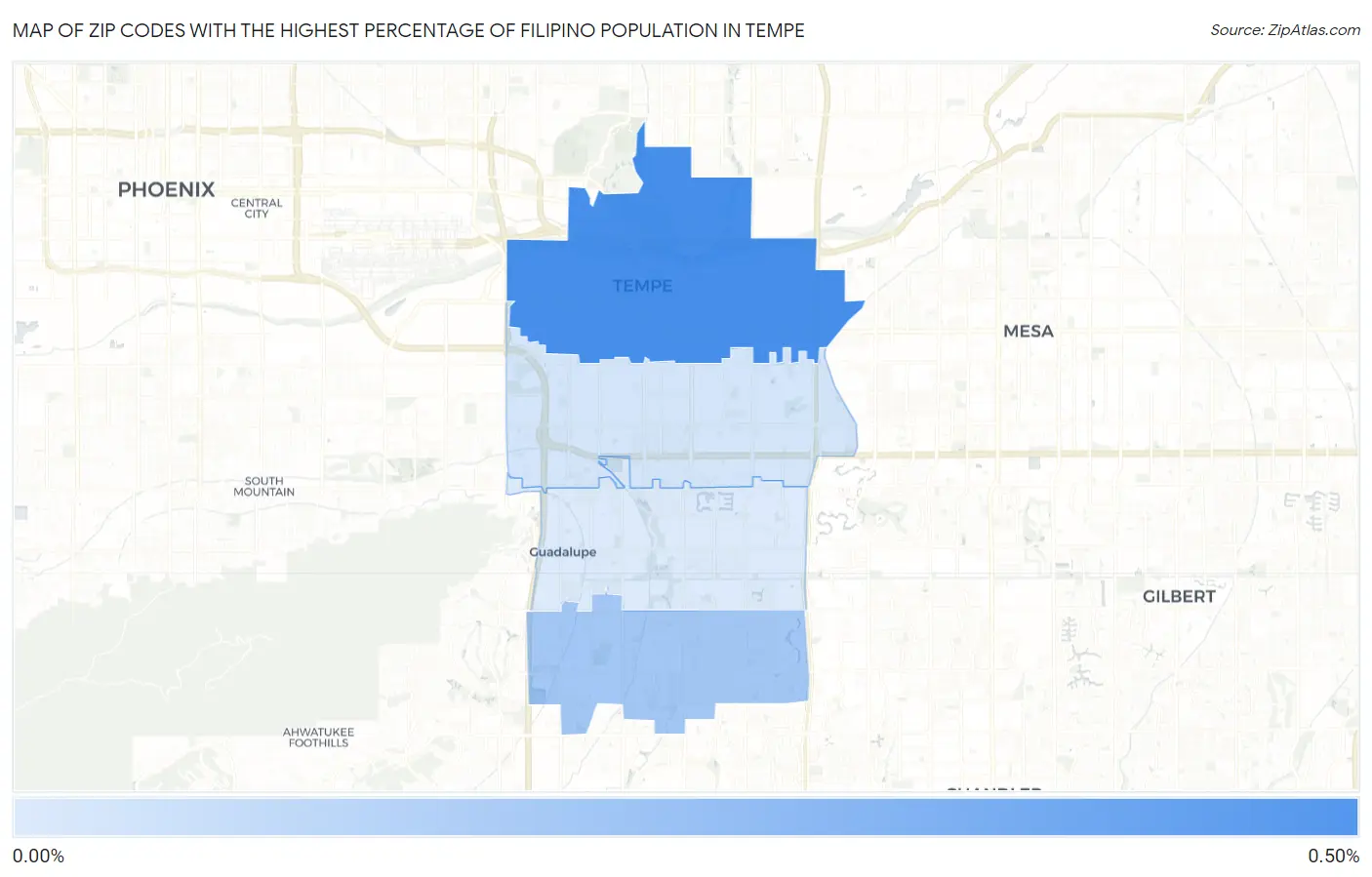 Zip Codes with the Highest Percentage of Filipino Population in Tempe Map
