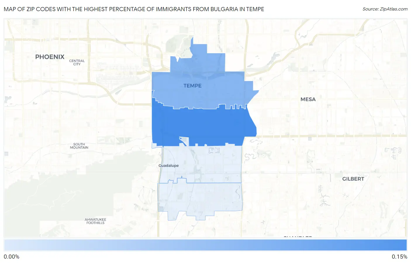 Zip Codes with the Highest Percentage of Immigrants from Bulgaria in Tempe Map