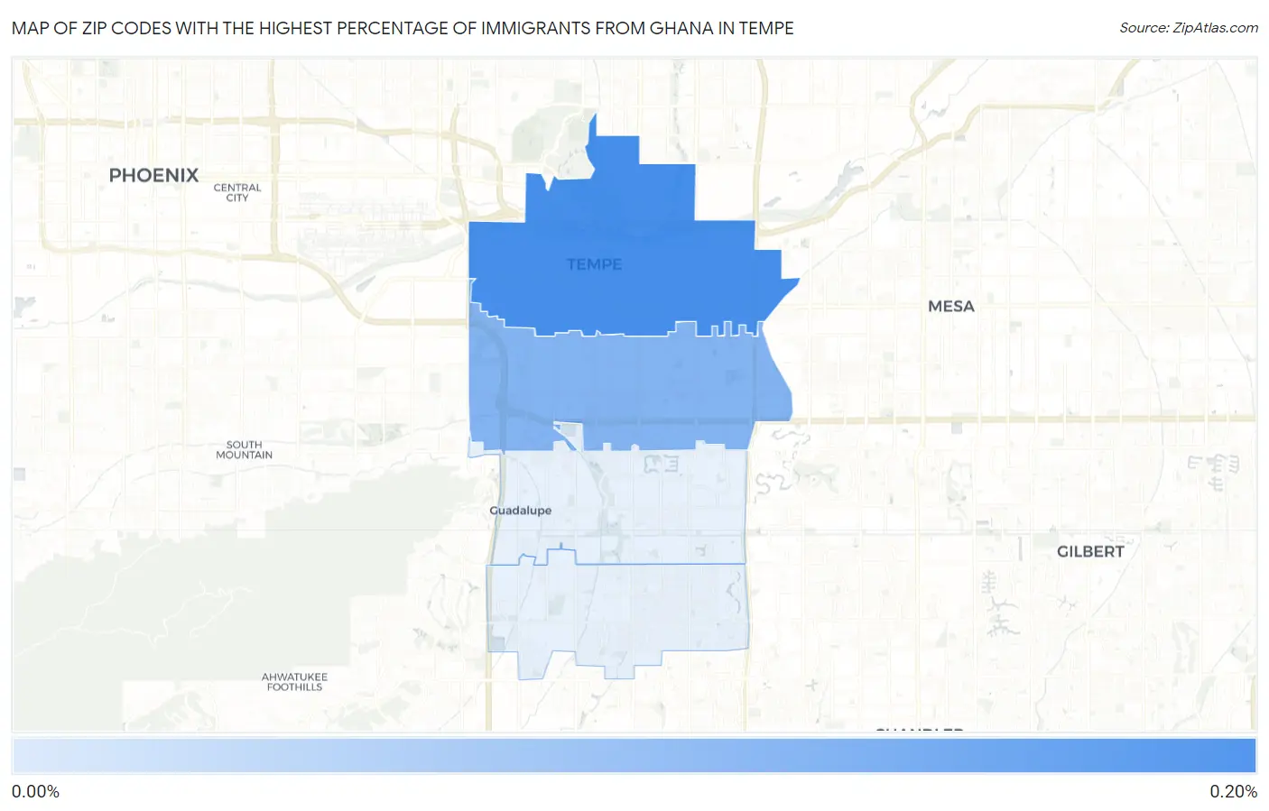 Zip Codes with the Highest Percentage of Immigrants from Ghana in Tempe Map