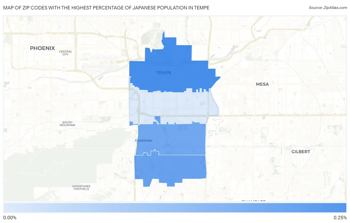 Zip Codes with the Highest Percentage of Japanese Population in Tempe Map