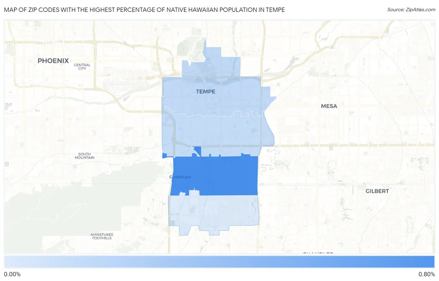 Zip Codes with the Highest Percentage of Native Hawaiian Population in Tempe Map