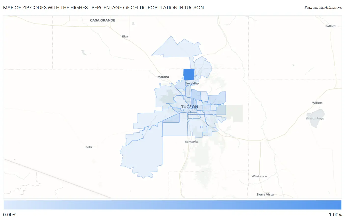 Zip Codes with the Highest Percentage of Celtic Population in Tucson Map