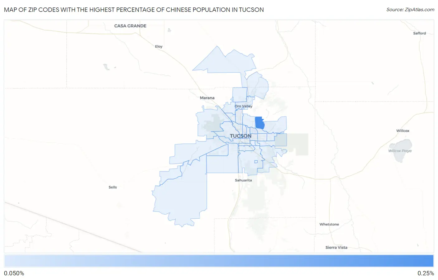 Zip Codes with the Highest Percentage of Chinese Population in Tucson Map