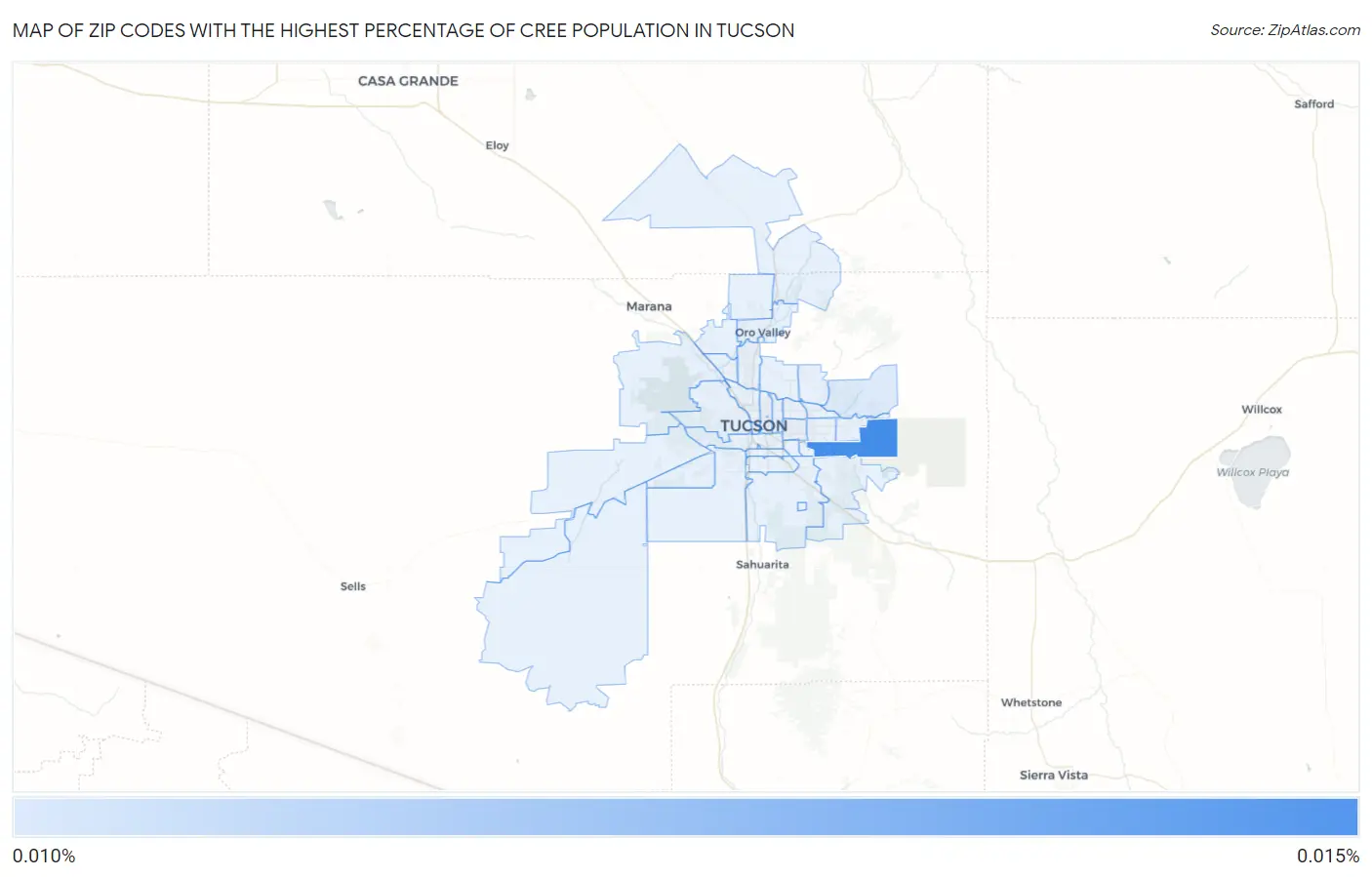 Zip Codes with the Highest Percentage of Cree Population in Tucson Map