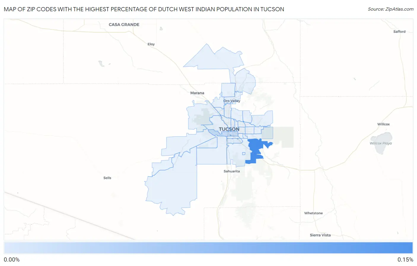 Zip Codes with the Highest Percentage of Dutch West Indian Population in Tucson Map